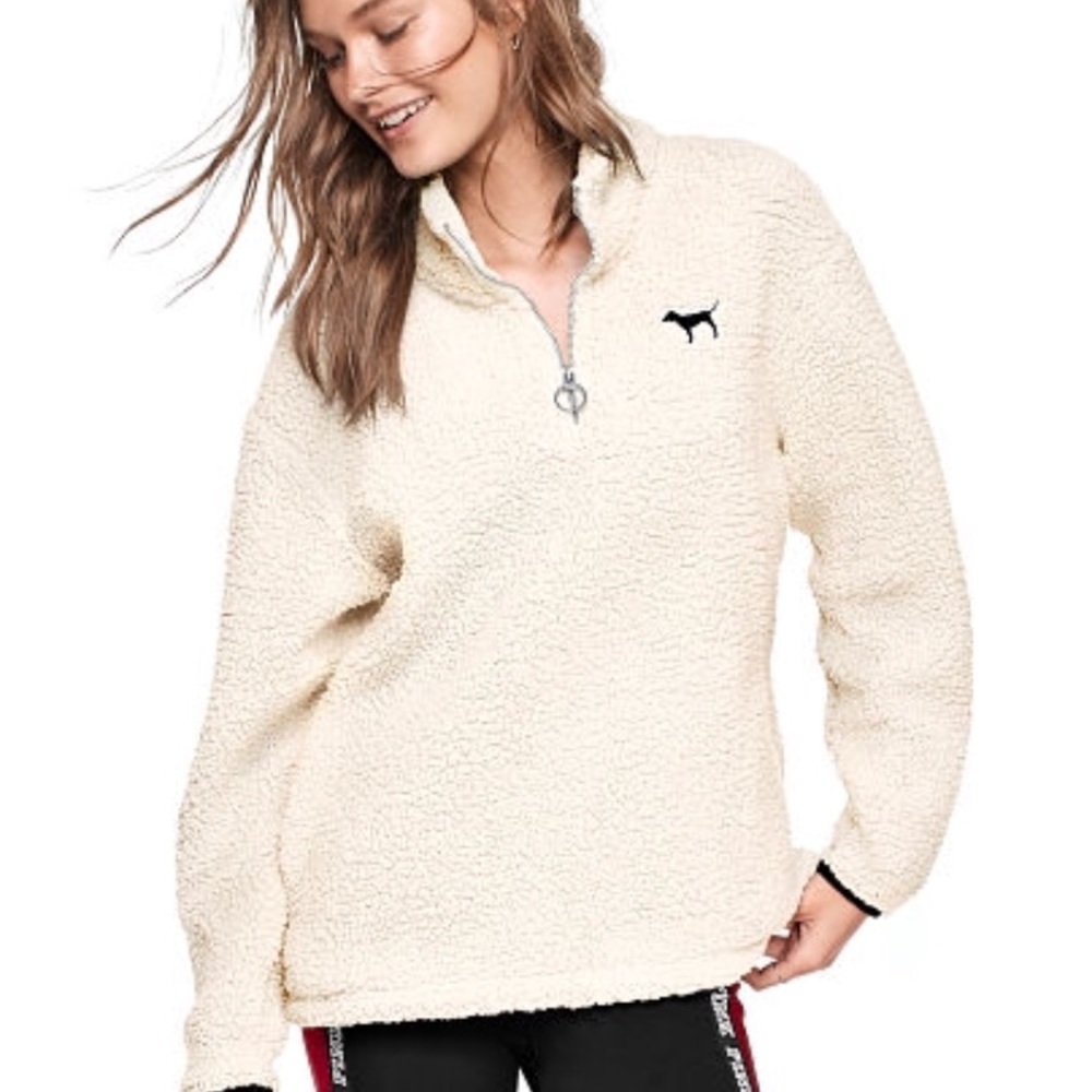Pink Sherpa fleece Quarter Zip nwot